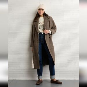 ISO AE Wool Blend Checkered Topcoat XXS